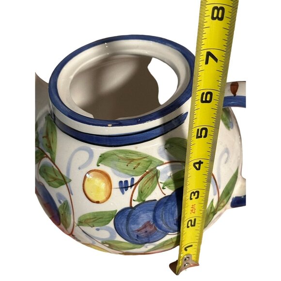 Plums Harvest LemonsTeapot Ceramic Vibrant Colors Hand painted 2000 Italy Vtg 6" - Picture 8 of 10